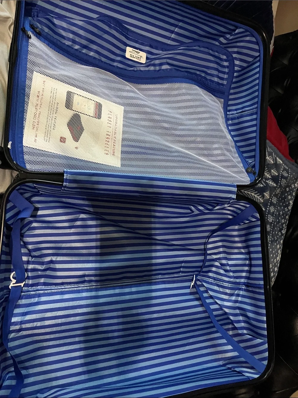 Unbranded Blue Striped Travel Suitcase Interior Organizer